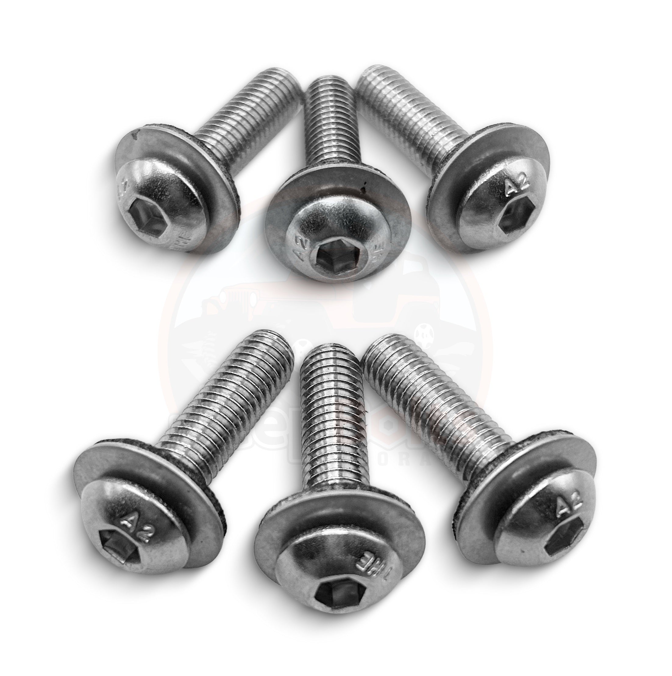 JK Jeep Wrangler Windshield Hinge 6 Rust Proof Stainless Steel Bolts Set - Regular -  Replaces Mopar 06508517AA