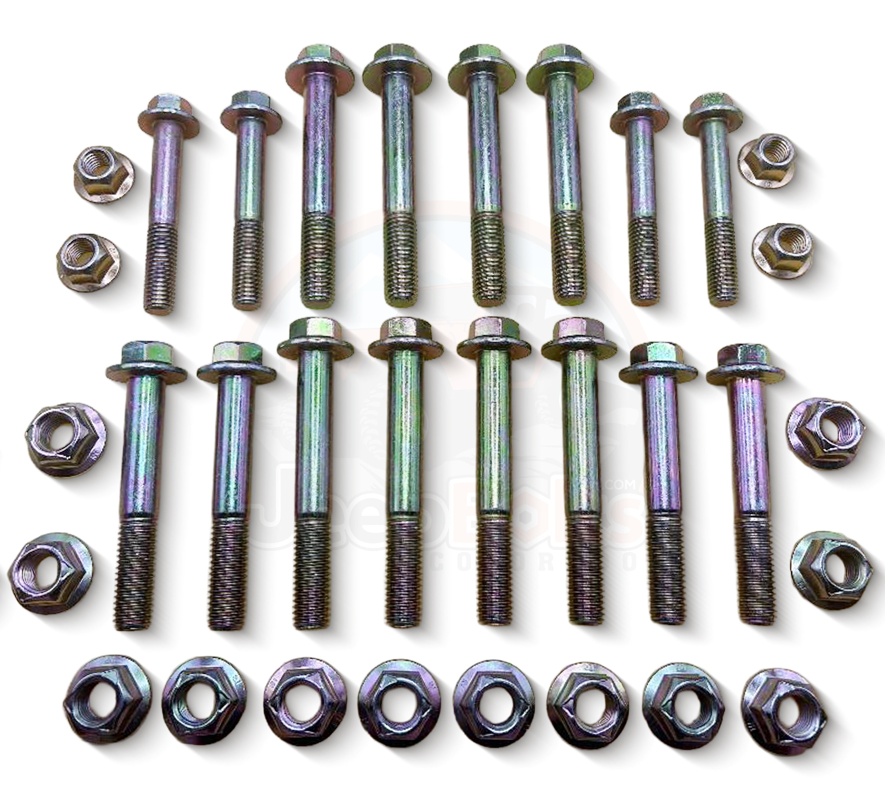 2007-2018 JK JKU Jeep Wrangler Control Arm Bolts - Complete Set - Replaces 6104243AA, 6508592AA, 6104718AA, 6512063AA, 6104719AA, 6104719AA, 6504238, 6504236AB, 6102251AA. for complete set