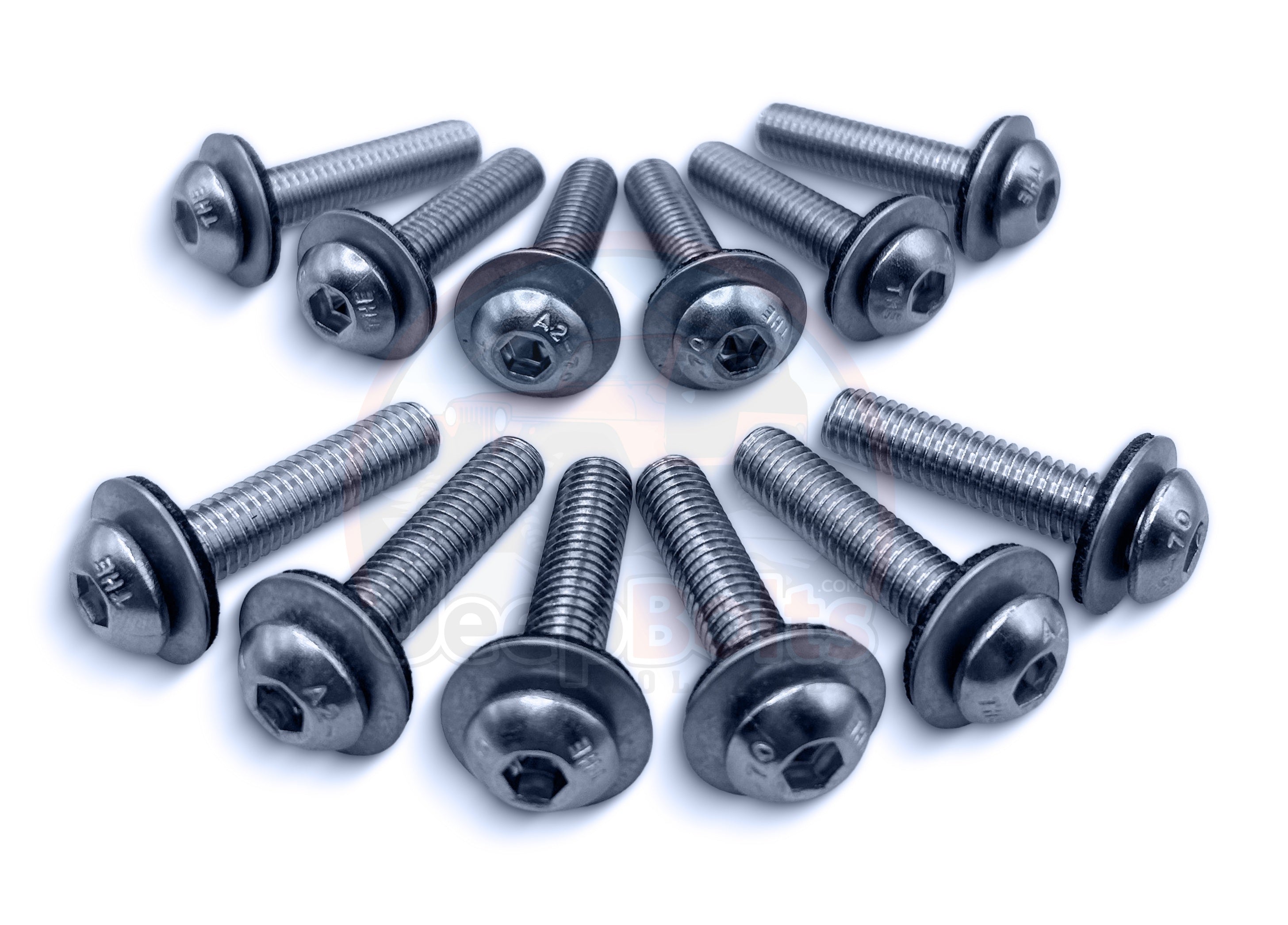 JK Jeep Wrangler Windshield Hinge 12 Rust Proof Stainless Steel Bolts - Long - Replaces  Replaces Mopar 06508517AA