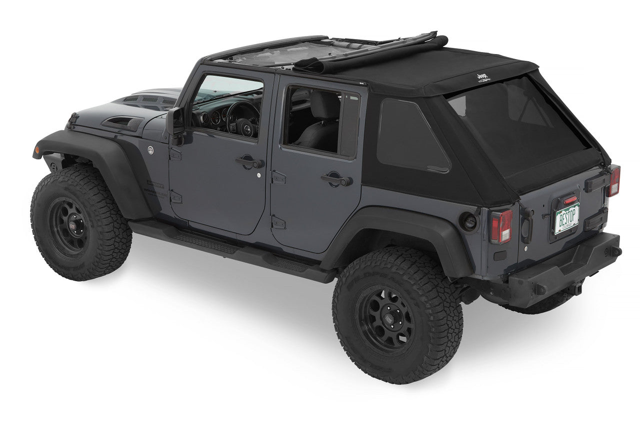JK Wrangler Jeep Trektop Slant Back Soft Top Bestop 5645335 or 5645235 - Black Diamond