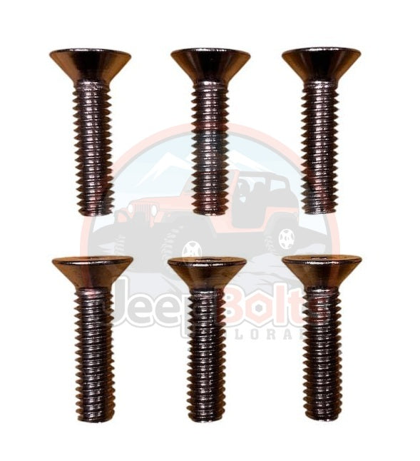 TJ 97-06 Jeep Wrangler Mirror Hinge 6 Rust Proof SS Bolts - Black or Bare - Replaces 6036593AA