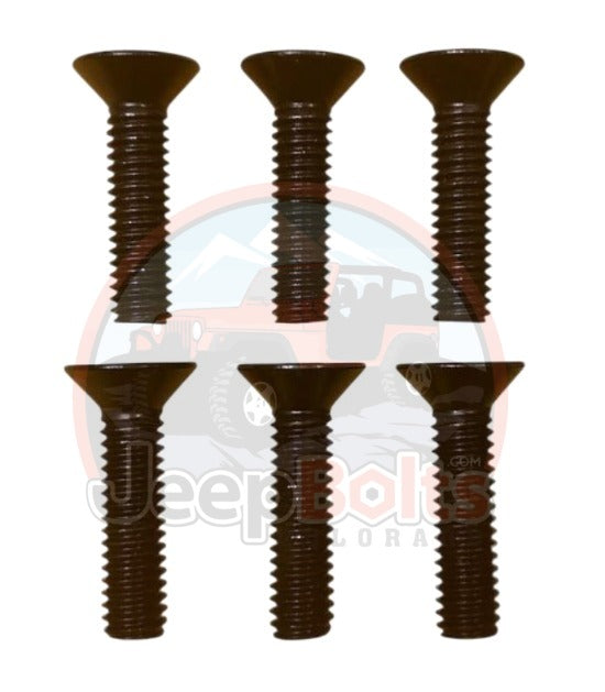 TJ 97-06 Jeep Wrangler Mirror Hinge 6 Rust Proof SS Bolts - Black or Bare - Replaces 6036593AA