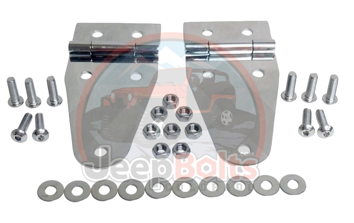 Jeep YJ Wrangler Hood Hinges Set Stainless Steel or Black Stainless Steel