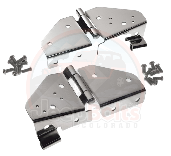 Jeep YJ Wrangler Windshield Hinges Set Stainless Steel or Black Stainless Steel