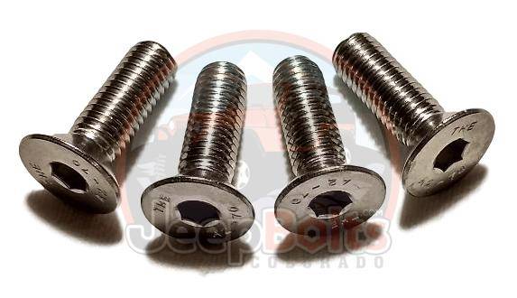JK Wrangler Jeep Bolts - Jeep JK Wrangler Hood Hinge Bolt Set Rust Proof 4 Pc Stainless Set