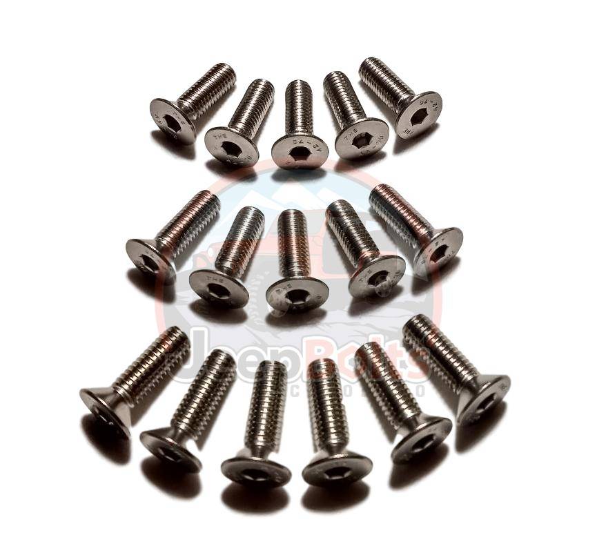 JK Wrangler Jeep Bolts - JK Jeep Wrangler Door Hinge 16 Rust Proof Stainless Steel Bolts Set