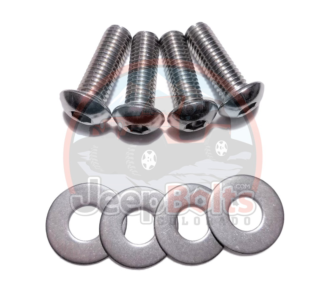 Jeep TJ & LJ Wrangler Front Standard Bumper Bolts NO TOW HOOK Stainless Steel Set 8 pc Replaces Mopar Part J4007369