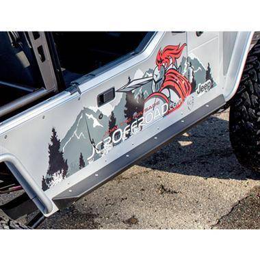Rock Sliders Rocker Protection - JCROffroad Crusader Rock Sliders - Bare Steel W/ Mounting Hardware & Side Brace - JCRSWBSLCRTJ-B