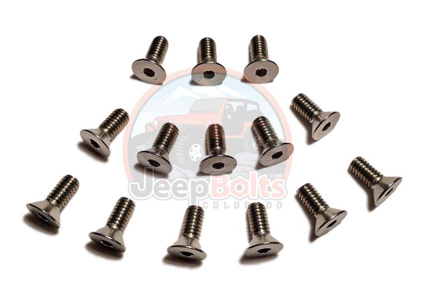 TJ Wrangler Jeep Bolts - TJ Jeep Wrangler Windshield Door Hinge 14 Rust Proof Stainless Steel Bolts