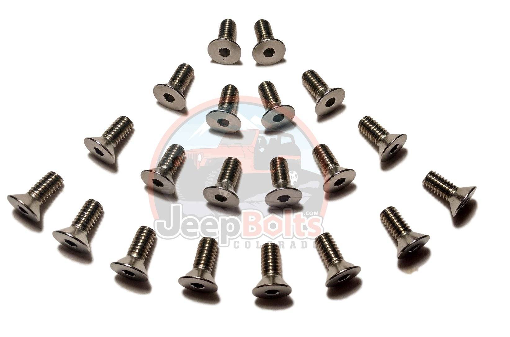 YJ Wrangler Jeep Bolts - YJ Jeep Wrangler Windshield Door Hinge 20 Rust Proof Stainless Steel Bolts