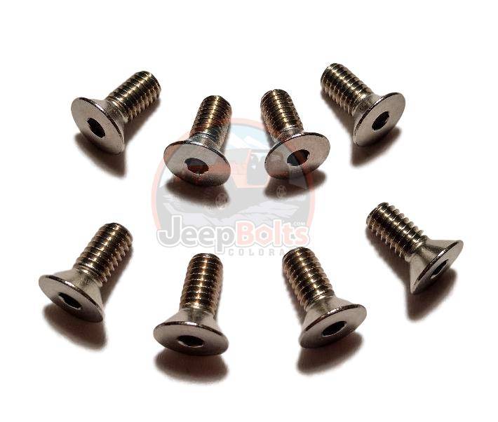 YJ Wrangler Jeep Bolts - YJ Jeep Wrangler Windshield Door Hinge 8 Rust Proof Stainless Steel Bolts