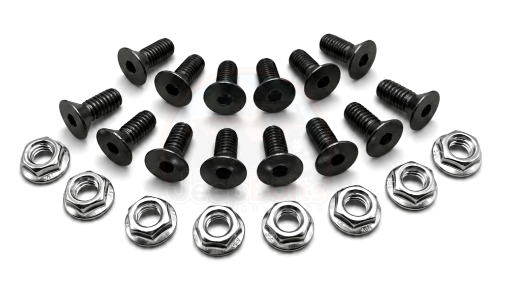 YJ Jeep Wrangler Windshield Door Hinge 14 Rust Proof Stainless Steel Bolts