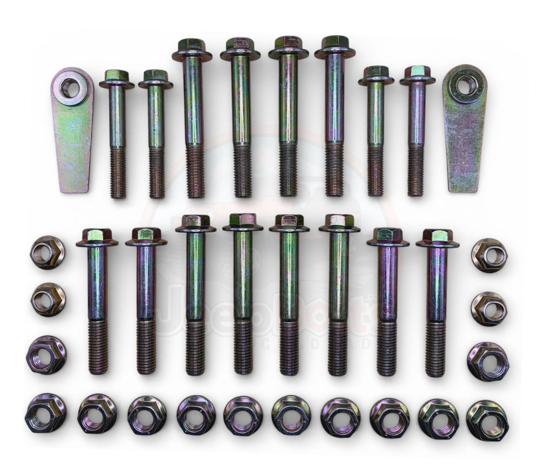 2007-2018 JK JKU Jeep Wrangler Control Arm Bolts - Complete Set - Replaces 6104243AA, 6508592AA, 6104718AA, 6512063AA, 6104719AA, 6104719AA, 6504238, 6504236AB, 6102251AA. for complete set