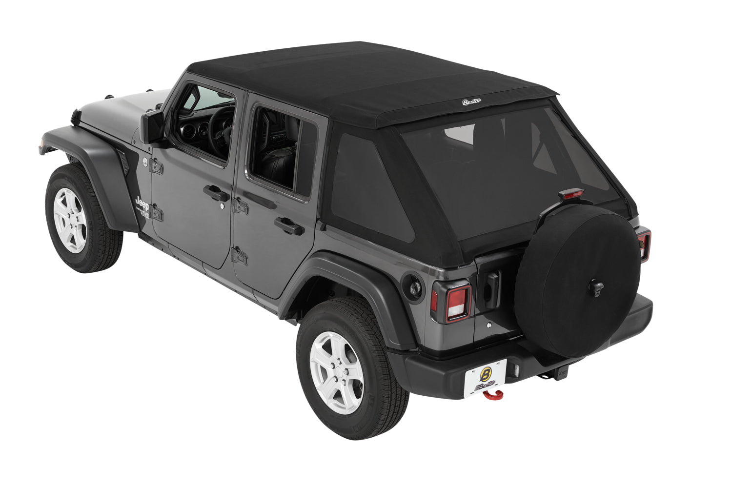JL Wrangler Jeep Trektop Slant Back Soft Top Bestop 5686217 or 5686317 - Premium Black Twill
