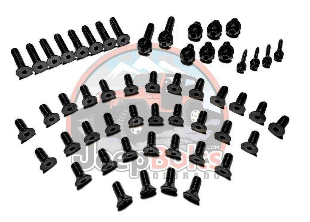 TJ & LJ Jeep Wrangler Windshield Tailgate Door Hinge Bolts 66pc Rust Proof Stainless