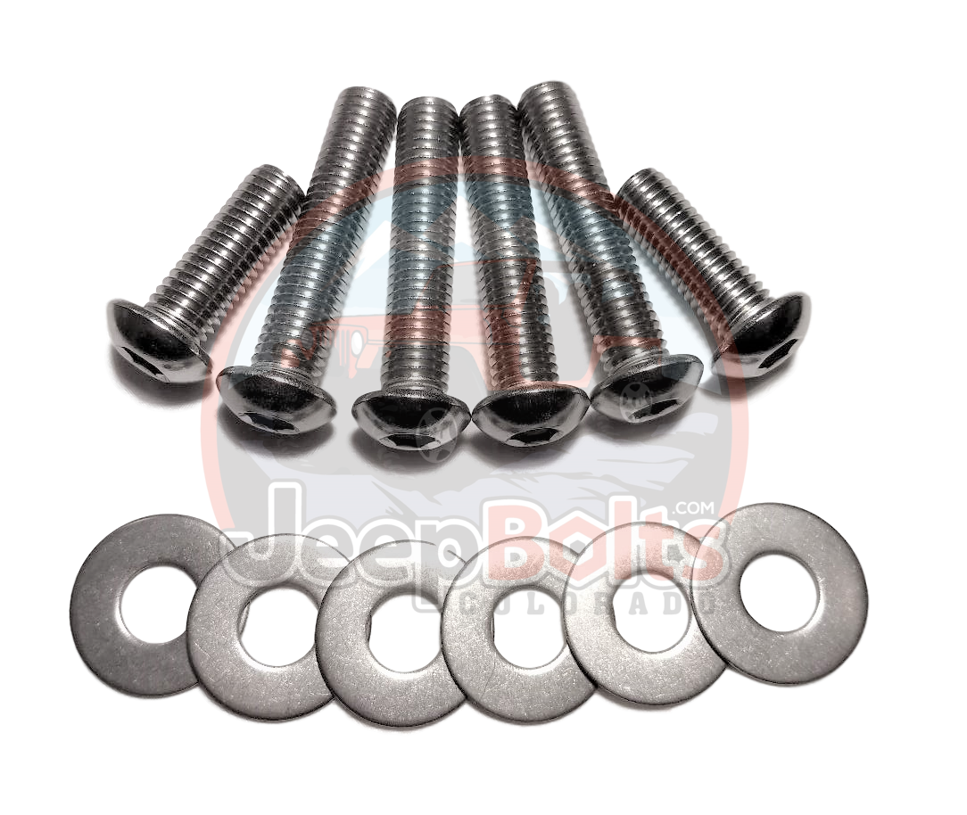 Jeep TJ & LJ Wrangler Front Bumper Bolts for Tow Hook Stainless Steel Set 12 pc